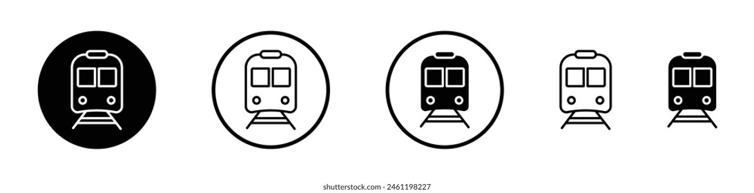 Eisenbahn-Transport und Verkehr-Icon-Set. U-Bahn- oder Eisenbahnsymbol. Emblem der Urbanen Vektorgrafik. Beschilderung im öffentlichen Nahverkehr.