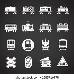 Railway transportation related icons set on background for graphic and web design. Creative illustration concept symbol for web or mobile app.