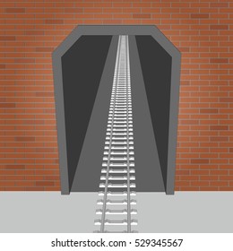 Railway tunnel. Front view. Vector illustration 
