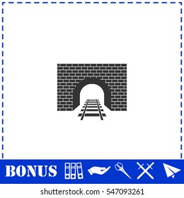 Railway tunnel icon flat. Simple vector symbol and bonus icon