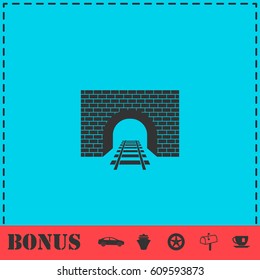 Railway tunnel icon flat. Simple vector symbol and bonus icon