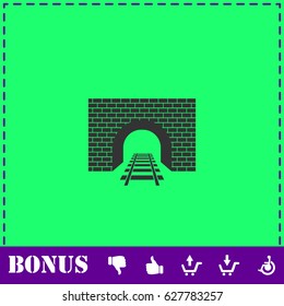 Railway tunnel icon flat. Simple vector symbol and bonus icon