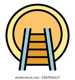 Railway tunnel icon outline vector. Traffic signal. Rail train color flat