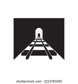 Railway in tunnel icon. tunnel railway vector