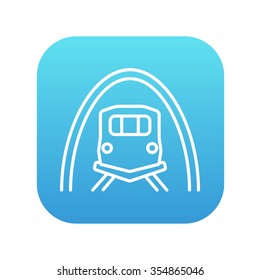 Railway tunnel line icon for web, mobile and infographics. Vector white icon on the blue gradient square with rounded corners isolated on white background.