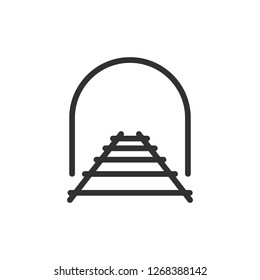 railway in the tunnel. linear icon. Line with editable stroke