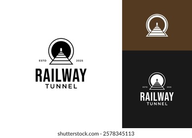 Railway tunnel logo design template vector illustration