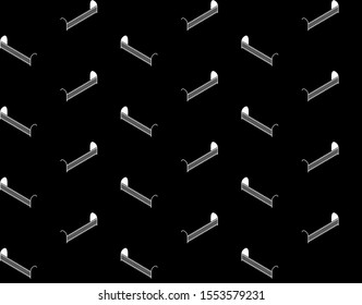 Railway and tunnel seamless pattern on black background