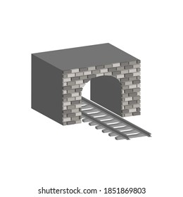 Ferrocarril con un túnel.3d ilustración vectorial y vista isométrica.