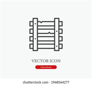 Railway vector icon.  Editable stroke. Symbol in Line Art Style for Design, Presentation, Website or Apps Elements. Pixel vector graphics - Vector