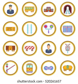 Railway vector set in cartoon style isolated on white background