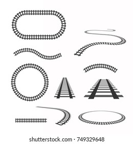 Railway vector template. Set of railroads isolated.