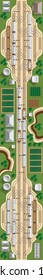 Railway. View from above. Vector illustration.