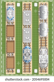 Railway. View from above. Vector illustration.