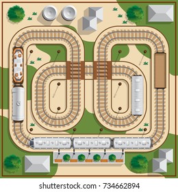 Railway. View from above. Vector illustration