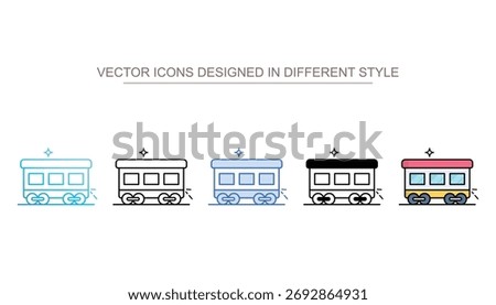 Railway Wagon icon set multiple style collection