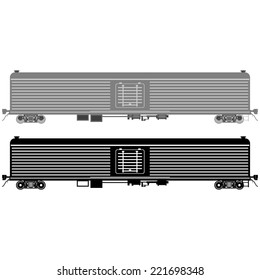 Railway wagons for transportation of goods. The illustration on white background.
