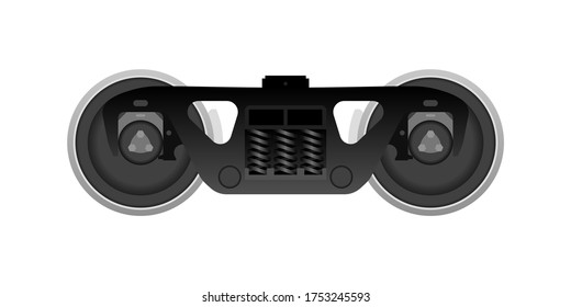 Railway wheelset to train. Vector.