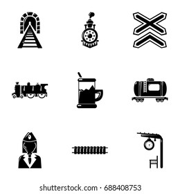 Railway work icons set. Simple set of 9 railway work vector icons for web isolated on white background