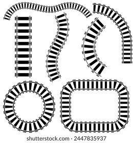 Railways icon vector set. Rails illustration sign collection. Train symbol. Locomotive logo.
