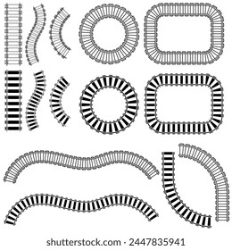 Railways icon vector set. Rails illustration sign collection. Train symbol. Locomotive logo.