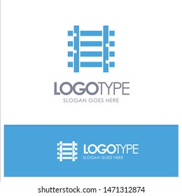 Railways, Station, Train, Transportation Blue Solid Logo with place for tagline. Vector Icon Template background