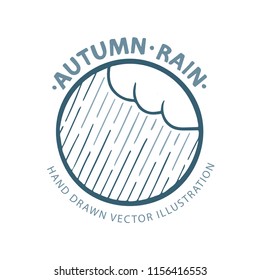 Rain. Autumn. Rain cloud hand drawn vector illustration.
Falling water drops. Rain sketch drawing. Weather icon concept.