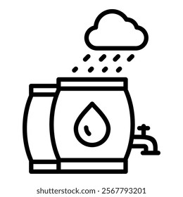 Rain Barrel Icon Element For Design