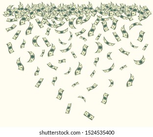 Rain of bills, cash money. Vector isolated illustration.