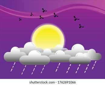 rain bird and sun vector