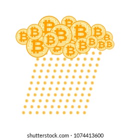 Rain Bitcoin. Cloud crypto currency. Virtual money