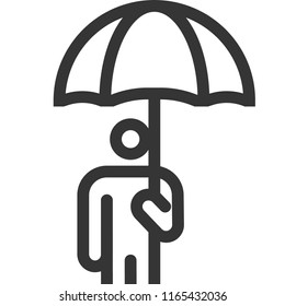 Rain, bold line stick figure icon. The illustration is vector, editable stroke, 48x48 pixel perfect. Crafted with precision and eye for quality.