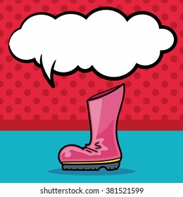 Rain boots doodle, speech bubble