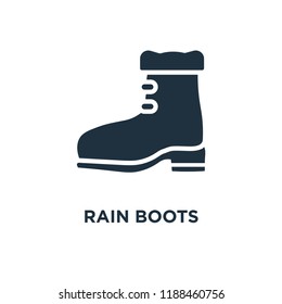 Rain Boots icon. Black filled vector illustration. Rain Boots symbol on white background. Can be used in web and mobile.