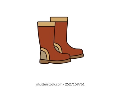 Rain Boots Icon - Flache Cartoon-Illustration von wetterfesten Schuhen für regnerische Tage und Outdoor-Abenteuer