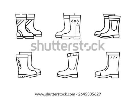 rain boots icon line art vector illustration