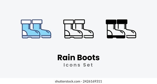 Rain Boots icons set autumn icons vector stock illustration.