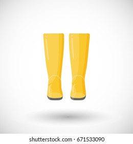 Rain boots pair vector flat icon, Flat design of rainy weather clothing isolated on the white background with round shadows, vector illustration