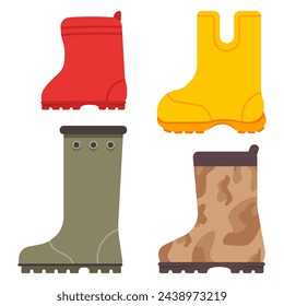 Rain boots vector cartoon set isolated on a white background.