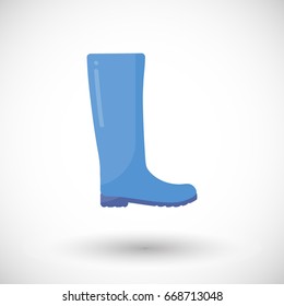 Rain boots vector flat icon, Flat design of rainy weather clothing isolated on the white background with round shadows, vector illustration