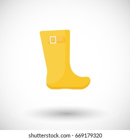 Rain boots vector flat icon, Flat design of rainy weather clothing isolated on the white background with round shadows, vector illustration