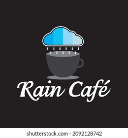 rain cafe logo concept vector illustration