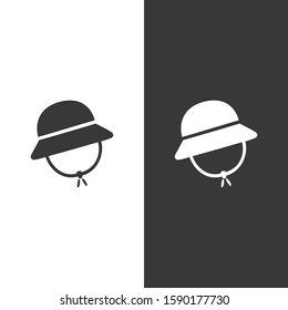 Rain cap. Icon on black and white background. Winter clothing vector illustration