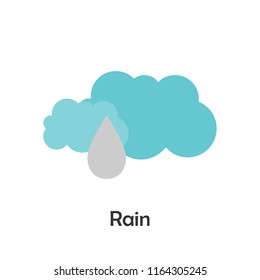 Rain in cartoon style, card with weather for kid, preschool activity for children, vector illustration