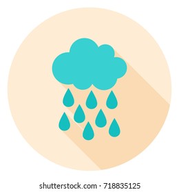 Rain Circle Icon. Vector Illustration. Cloud and Drop Weather.