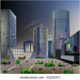 rain city illustration