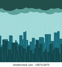 Rain in the city silhouette design vector illustration