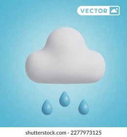 rain cloud 3D vector icon set, on a blue background