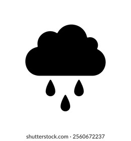 Rain cloud black icon. Stylized glyph isolated on white background.