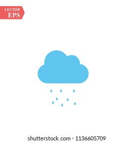 Rain cloud blue vector icon. Weather forecast